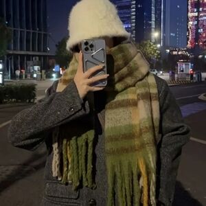 Plaid Green and Yellow Scarf